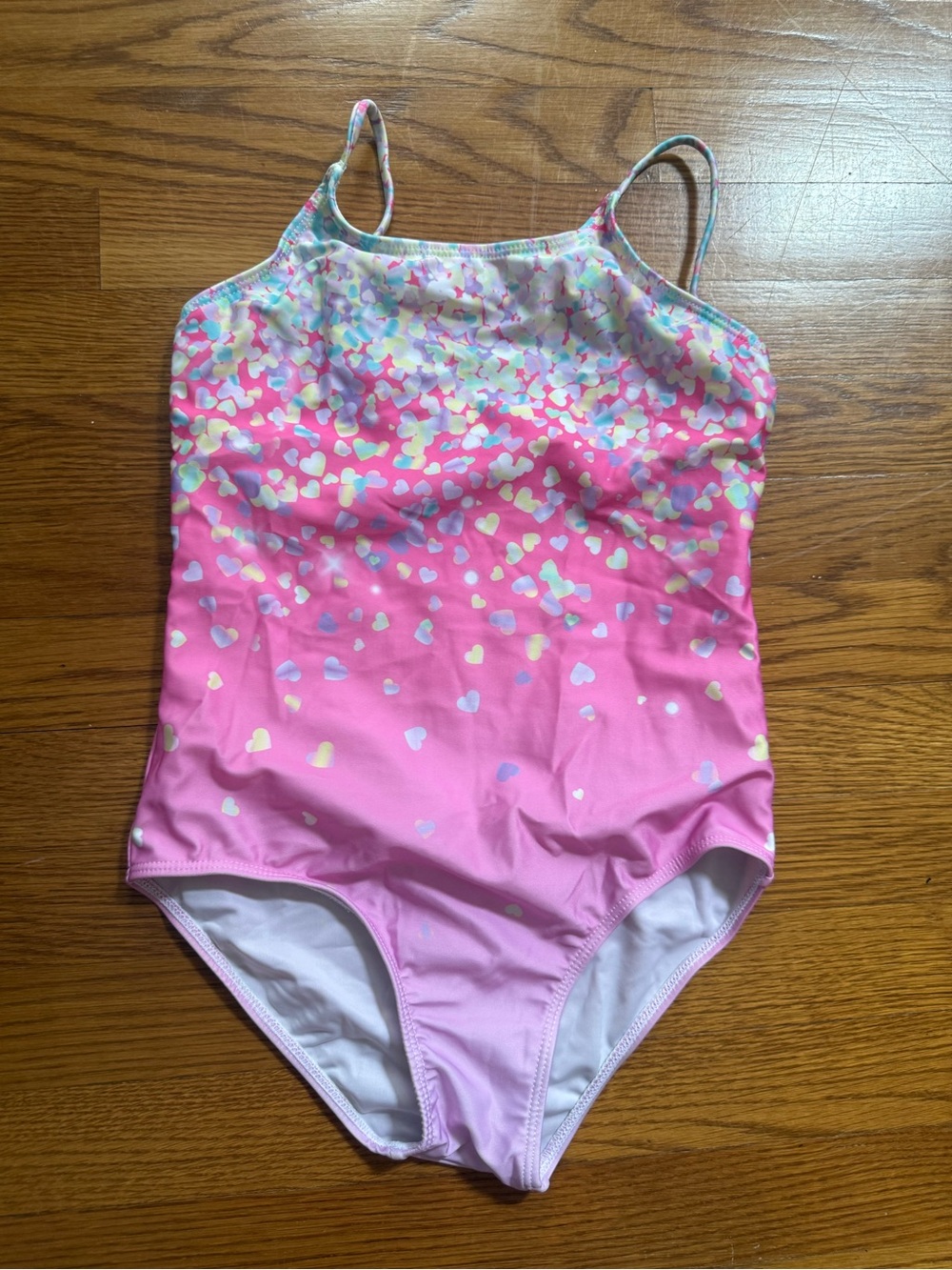 Pink Heart Print Girls' One-Piece Swimsuit